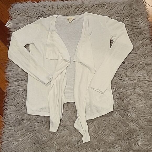 Cynthia Rowley womens white light weight linen blend long aleeve open cardigan‎ - Picture 1 of 4